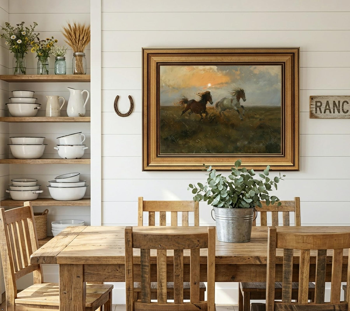 Vintage Gold Framed Running Horse Canvas Wall Art (running horse / 11"L x 9"W)