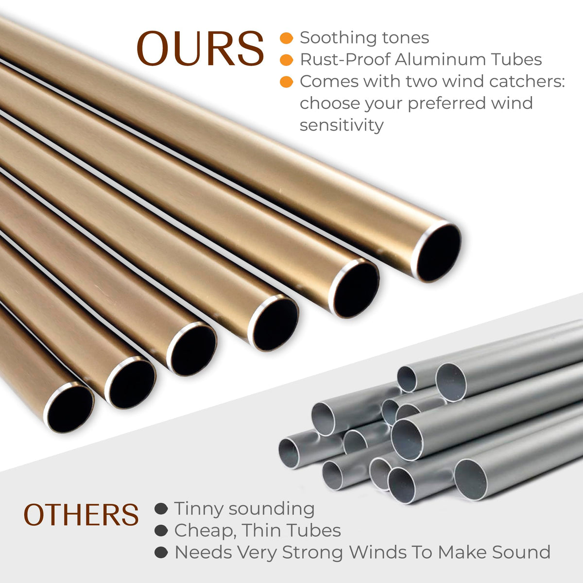 UpBlend 28" Gold Aluminum Wind Chimes for Outside (Gold / 28")