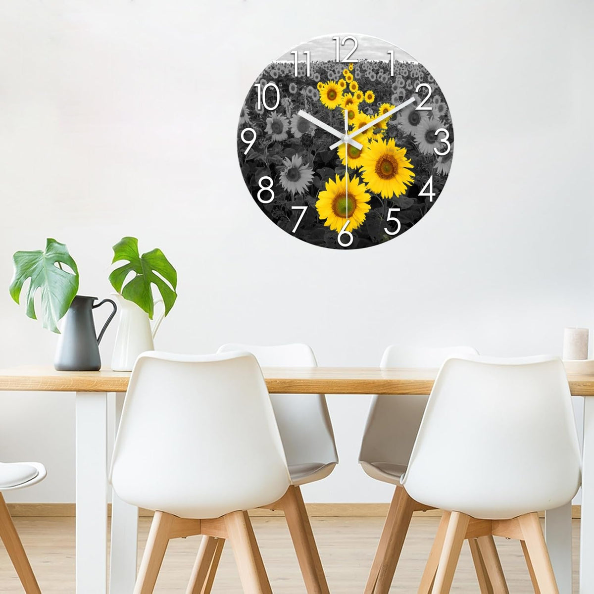 Large Sunflower Kitchen Wall Clock 16 Inch Silent (Yellow1 / 16 Inch)