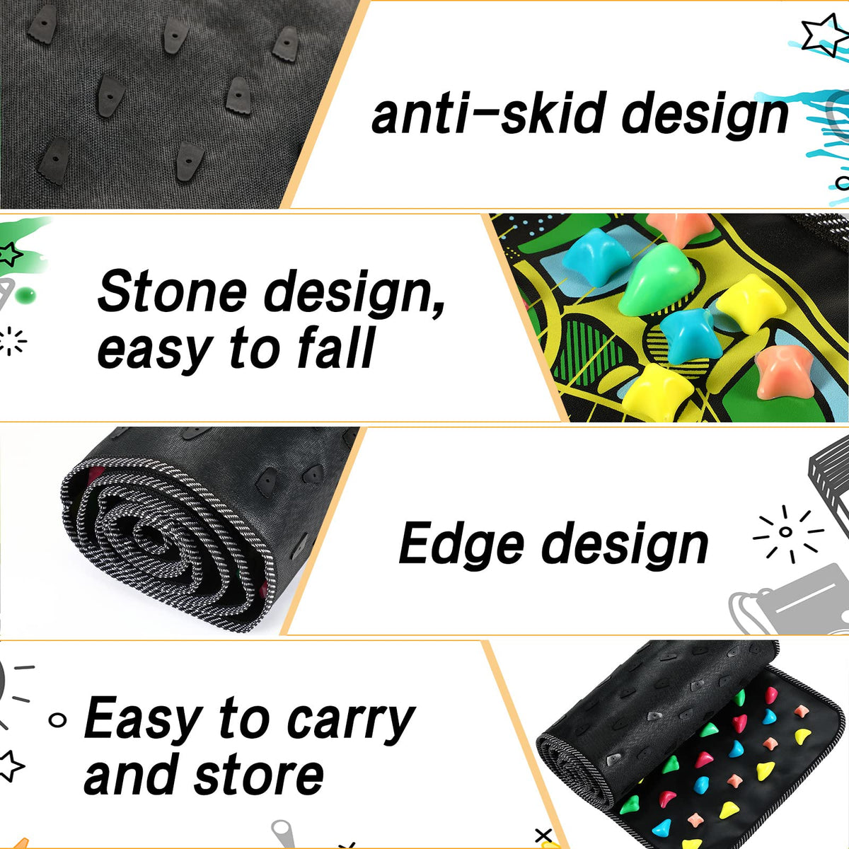 Foot Acupressure Mat Walk Stone Road (68.9 x 13.78 Inch)