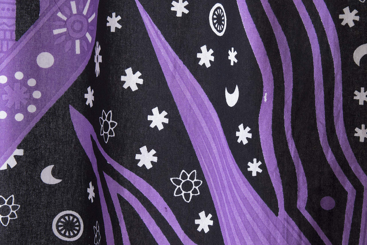 Indian Burning Sun Hippie Mandala Window Curtains (25"W x 74"L (Pack of 2) / Purple)