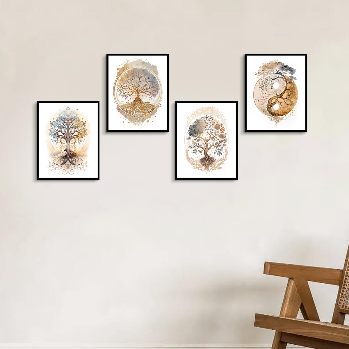 Tree of Life Bathroom Orange Wall Decor Set of 4 (8x10 Unframed Tree of Life Bathroom Wall Decor)