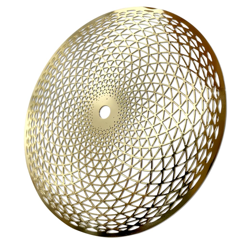 4 Inch Crystal Grid Board Sacred Geometric Silver Metal Plate Crystal Grid Meditation Chakra Wooden Wall Art Yoga Decor Spiritual Gifts (Gold)