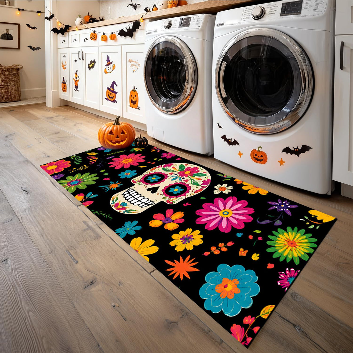 Sugar Skull Laundry Room Rug 20x47 Inch (#87)