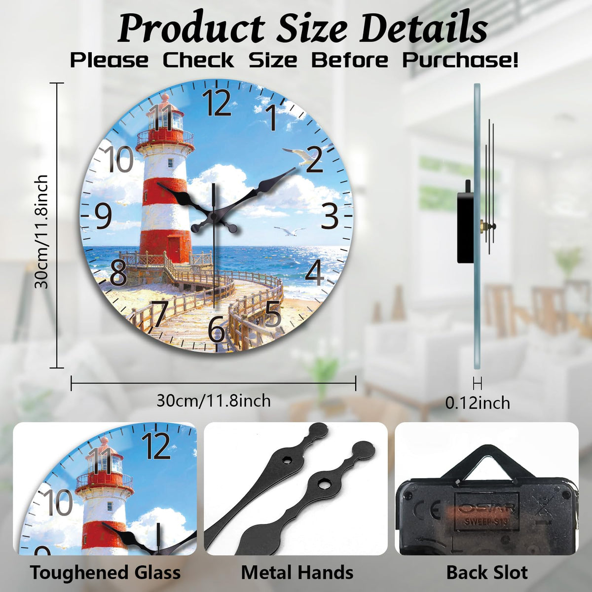 Summer Lighthouse Wall Clocks Battery Operated (Summer Lighthouse)