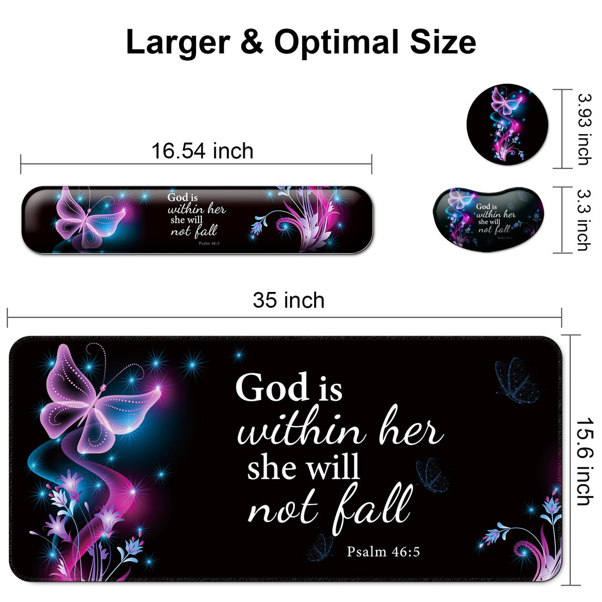 4 in 1 Mouse Pad and Keyboard Wrist Rest (A5-purple Butterfly)
