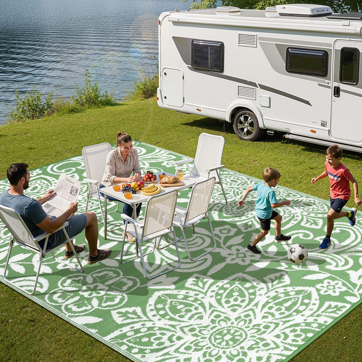 Waterproof Outdoor Rug 5' x 8' (Green / 5 x 8 Feet)