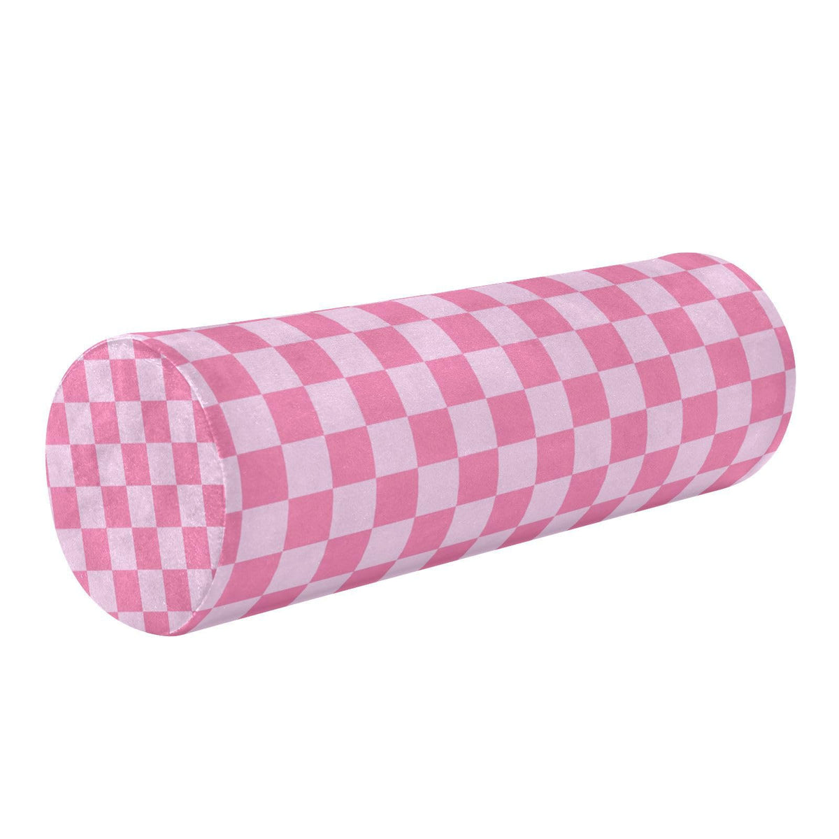 Checkered Pink Neck Roll Pillow Bolster Round Health Memory Foam Long Cervical Cylinder Pillows with Removable Washable Cover for Body Bed Legs Back Yoga (Checkered Pink)