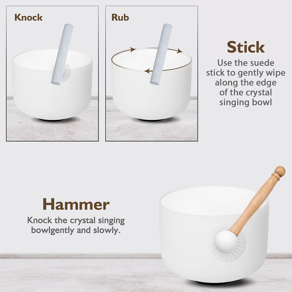 10 Inch White F Note 432hz Heart Chakra Crystal Singing Bowl Healing with Carrying Case and Rubber Mallet Suede Strikers Oring (10 inch / White F NOTE)