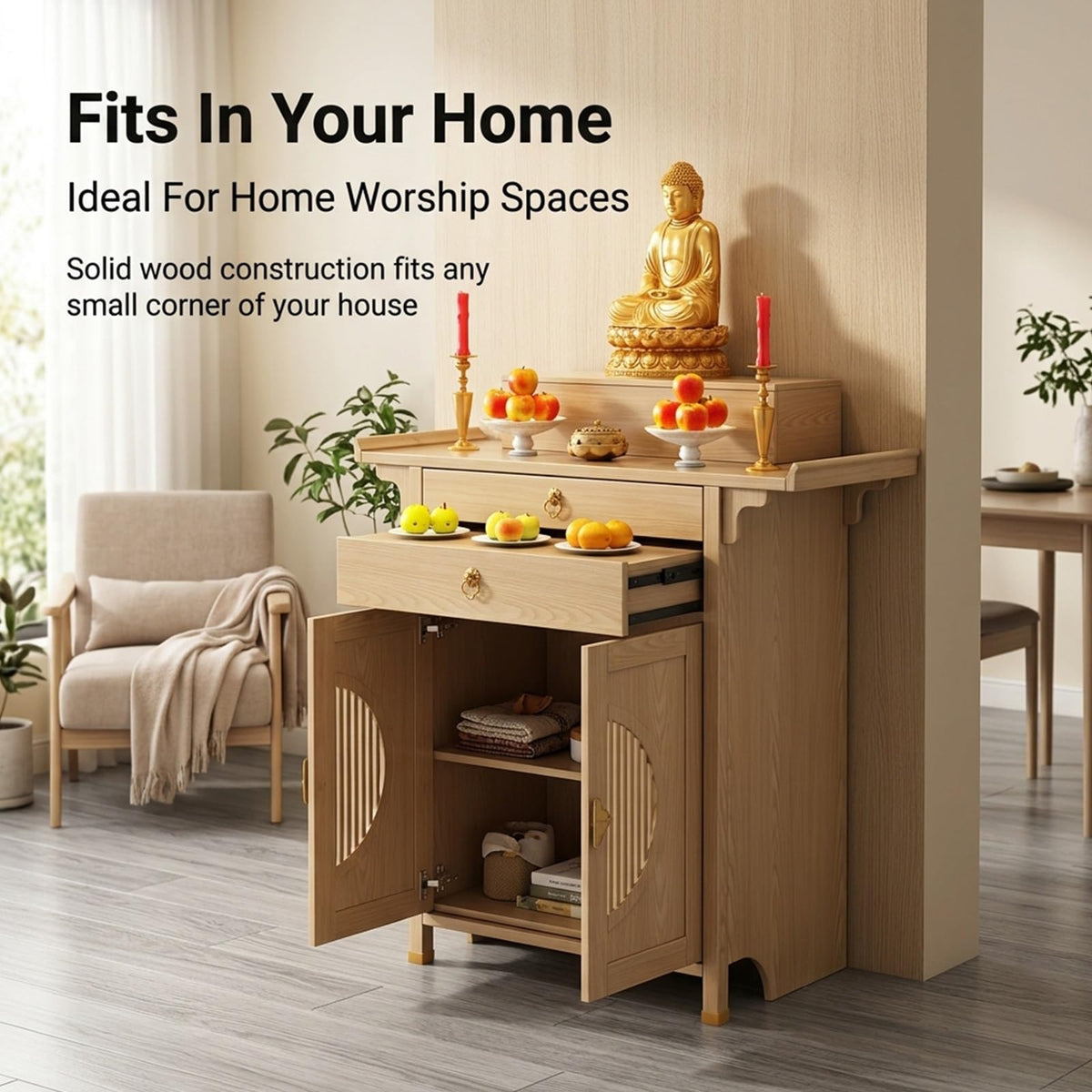 Personal Shrine Altar Table (Brown / W:30.7in/78 cm)