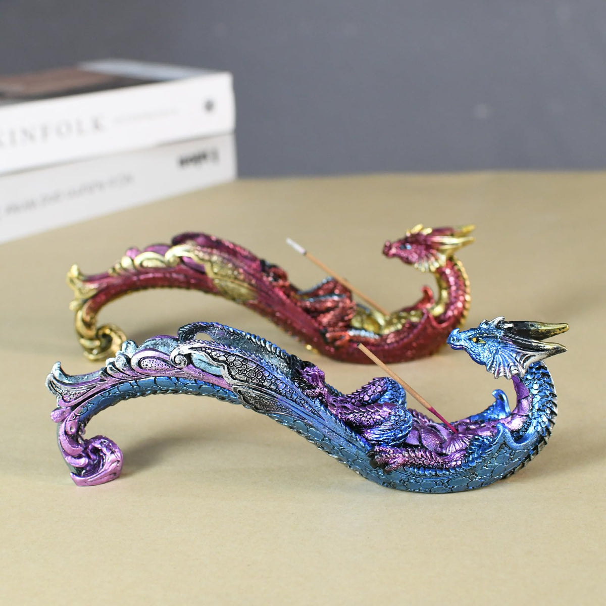 Smoking Dragon Statue Incense Burner (Red)