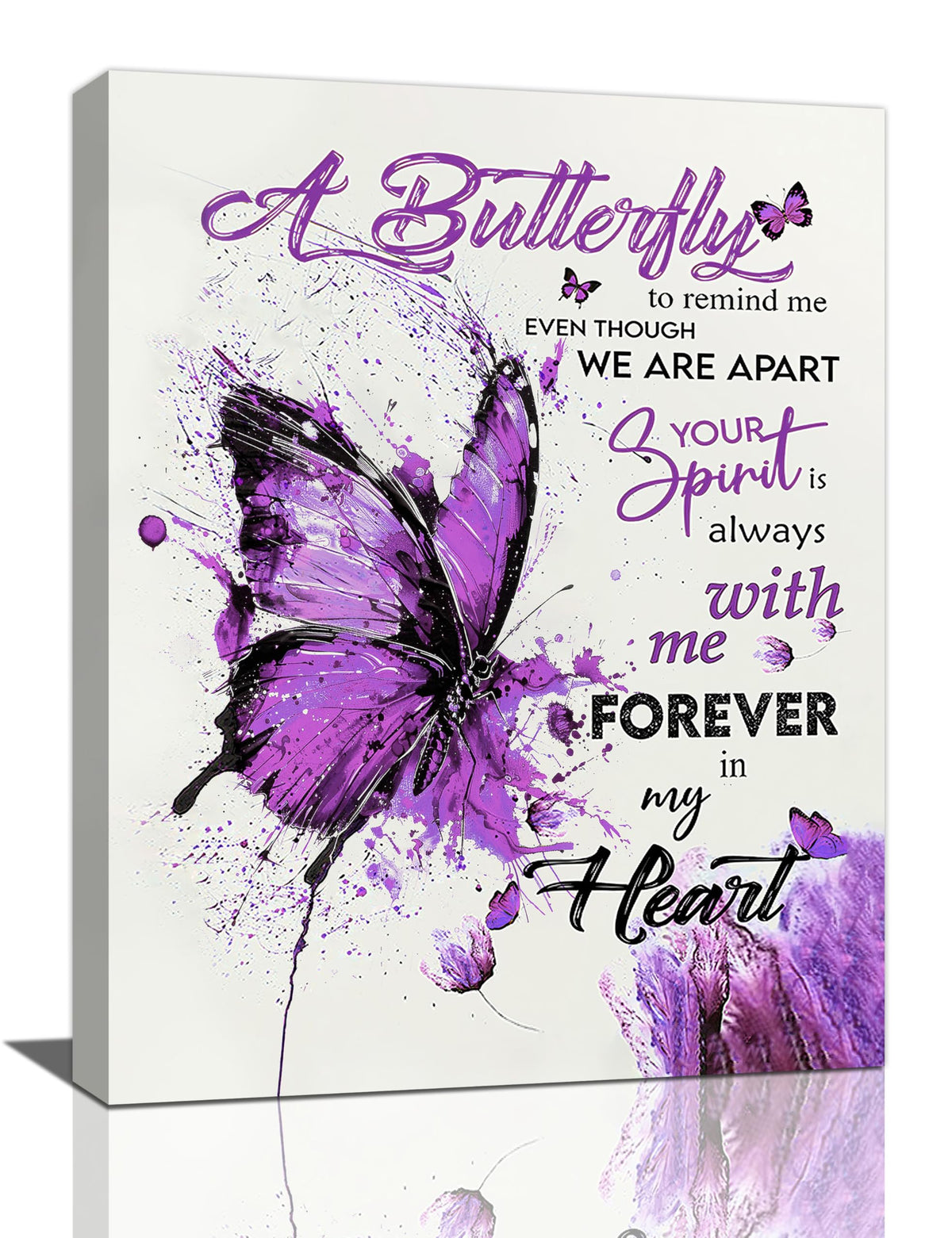 Purple Butterfly Canvas Wall Art Watercolor Butterfly Pictures Wall Decor Inspirational Quotes Prints Painting Framed Artwork Decoration For Bathroom Bedroom Living Room Office 12"x16" (16"L x 12"W / Watercolor Butterfly-Pu)