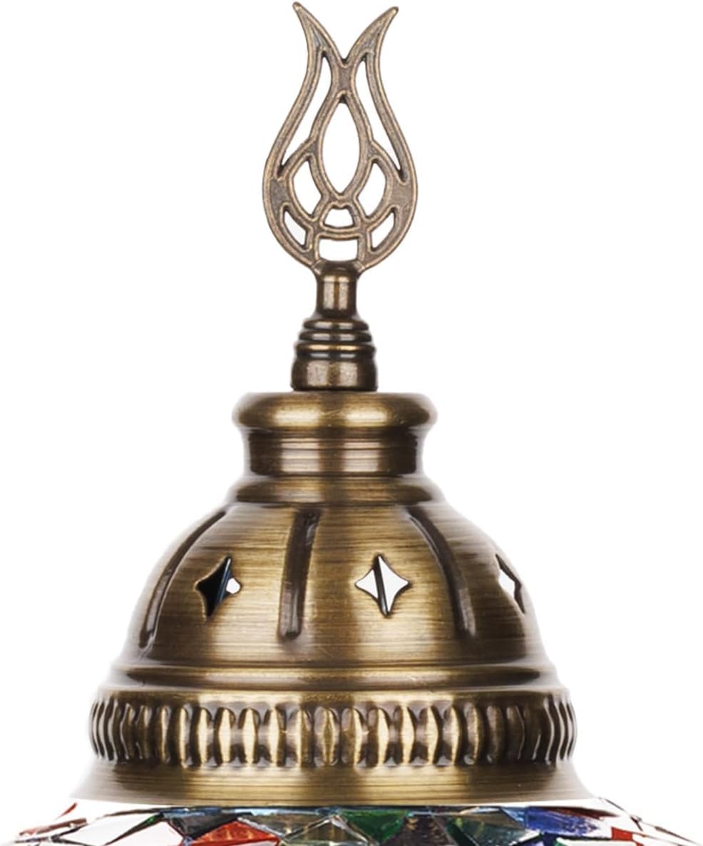 Battery Operated Turkish Moroccan Mosaic Table Lamp (Teal)
