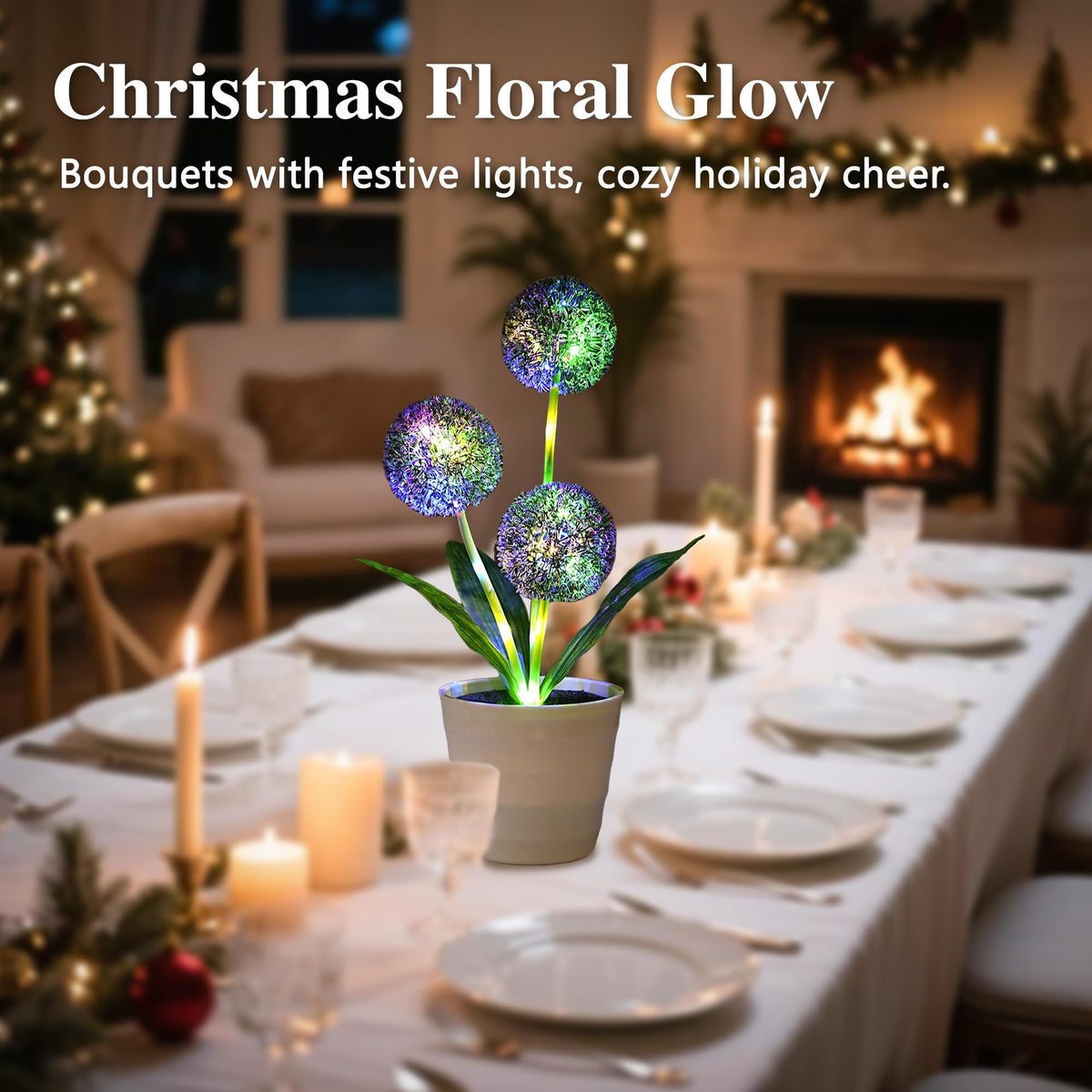 Artificial Purple Allium Flower Lamp (Dandelion-Purple)
