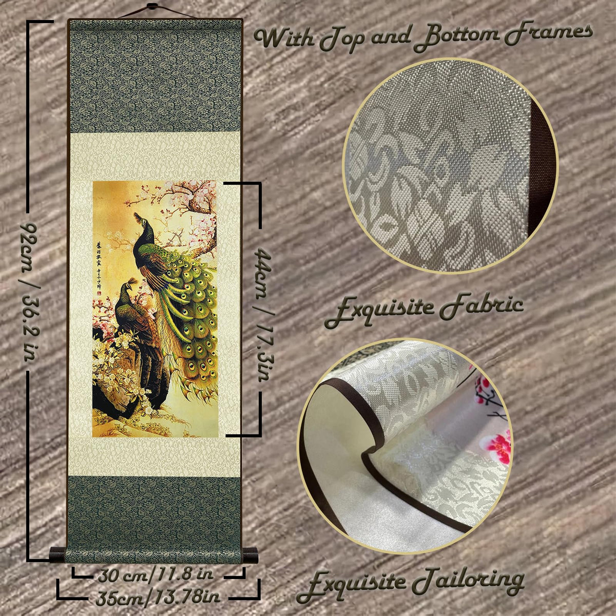 Harmony Bird Wall Art Silk Scroll (HJ-K004)