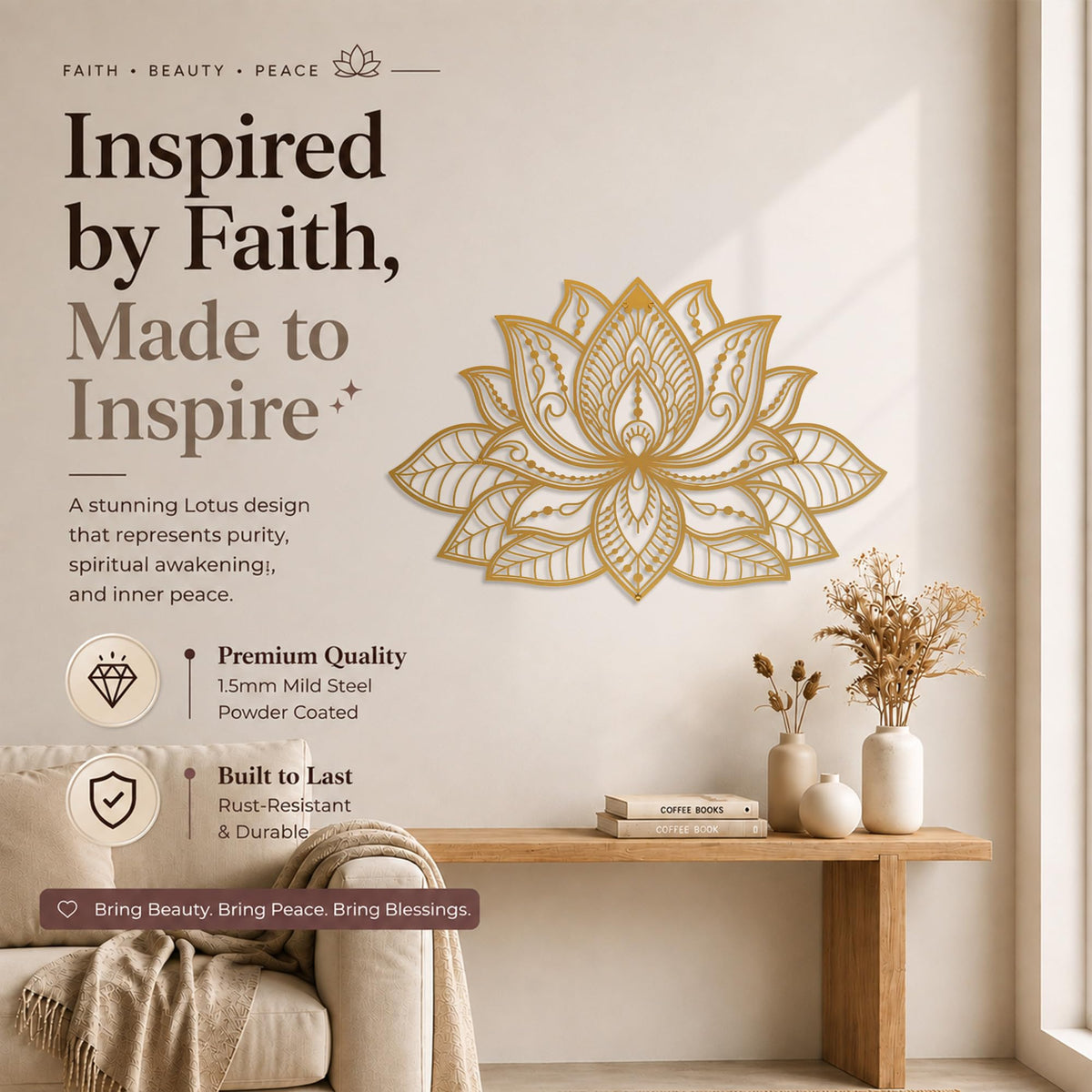 Mandala Metal Wall Decor (36" x 23" / Gold)