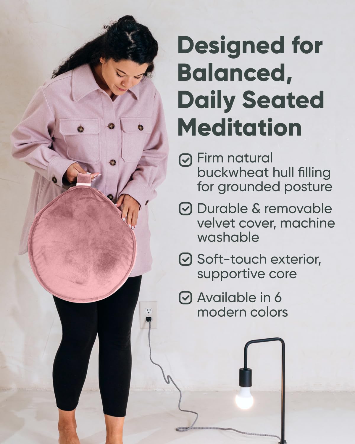 Mindful & Modern Velvet Meditation Cushion (Blush Pink)
