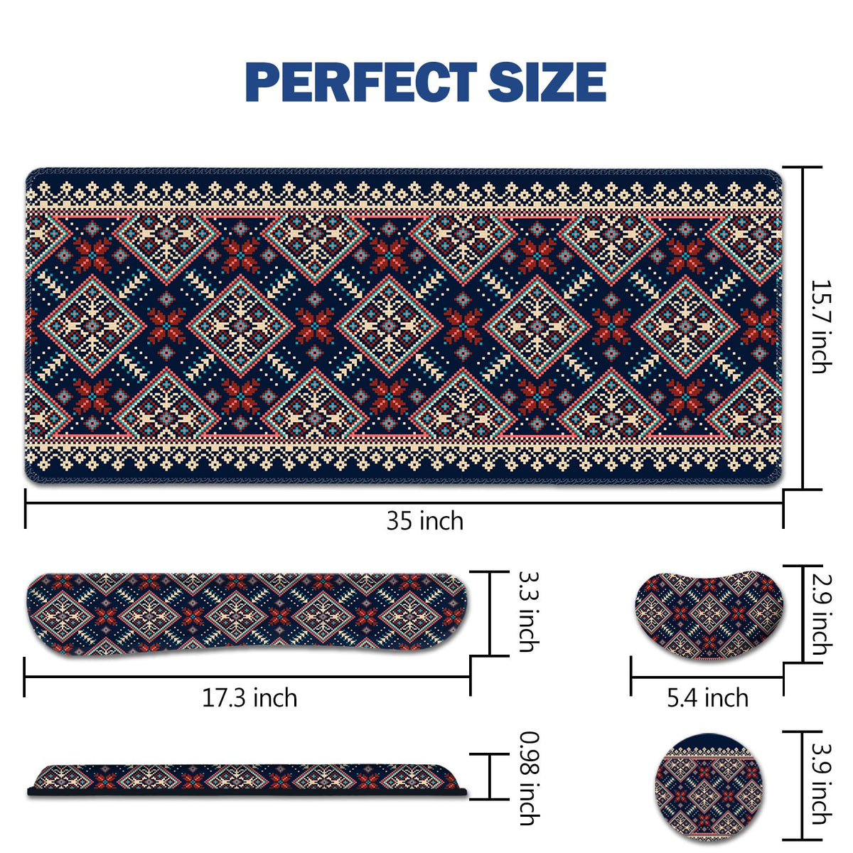 Desk Mat Set Bohemian (Bohemian Navy Blue)