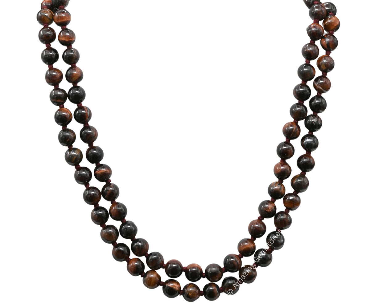 Red Tigers Eye Buddhist Prayer Beads Japa Mala with 108 Meditation Beads (Hand Knotted / Red Tigers Eye)