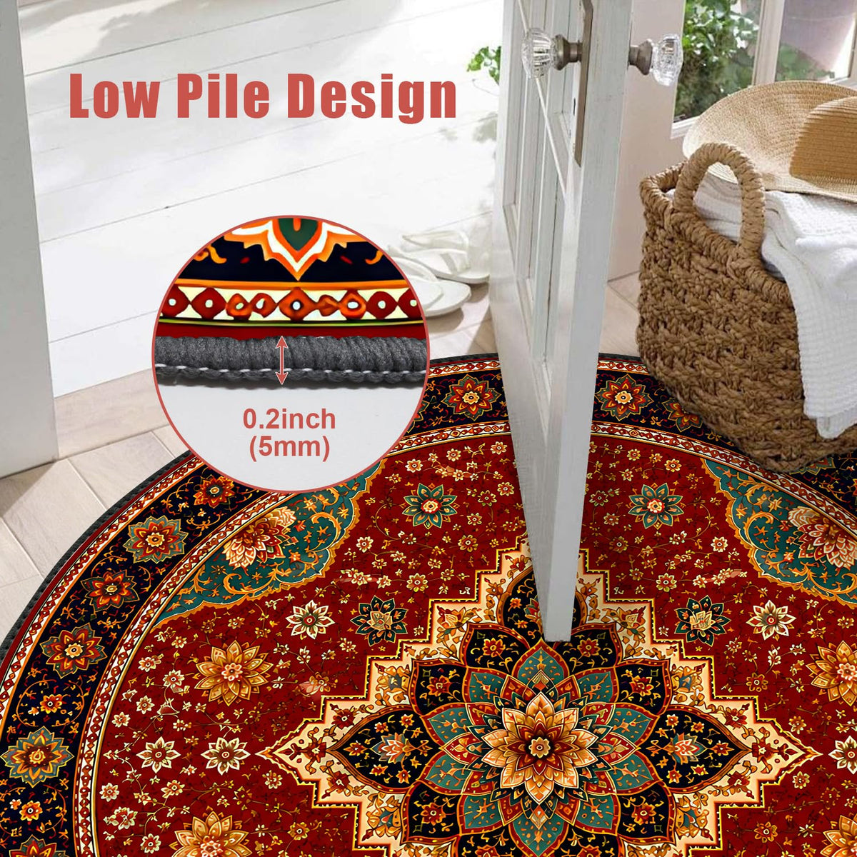 Traditional Persian Medallion Round Area Rug 5ft (45 / 5' (Round))