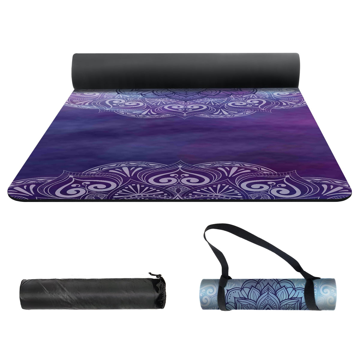 Yoga Mat Print Extra Thick TPE Non Slip Fitness Exercise Mat with Carrying Bag (ManTuoLuo2)