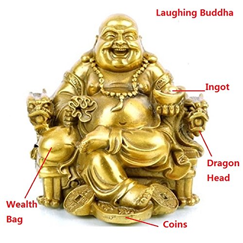 Fengshui Buddha Statue for Lucky & Happiness God of Wealth (Large)