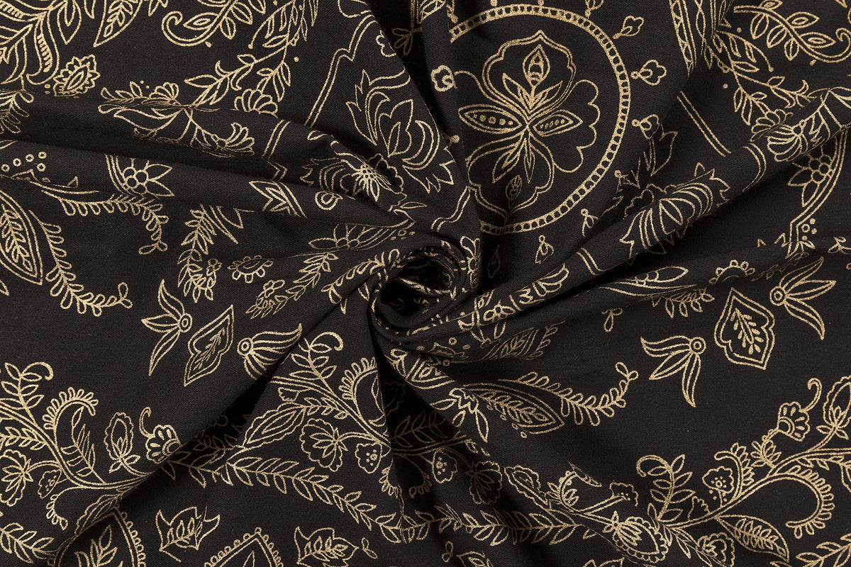 Indian Hippie Mandala Bohemian Beautiful Black Gold Window Drapery Curtain Bedroom Living Room Balcony Valance Panels (38"W x 83"L (Pack of 2) / Black Gold)