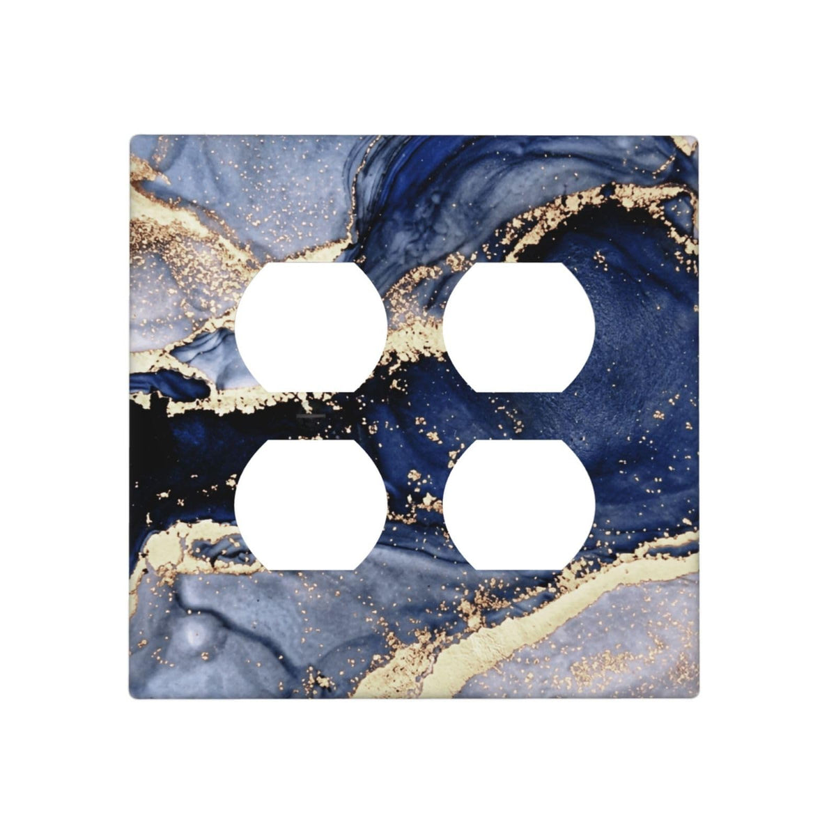 Royal Turquoise Blue Marble 2 Gang 2 Duplex Combination Light Switch Cover Decorative Combo Dual Device Receptacle Switch Face Wall Plate (Royal Turquoise Blue Marble / 2 Gang2 Duplex)
