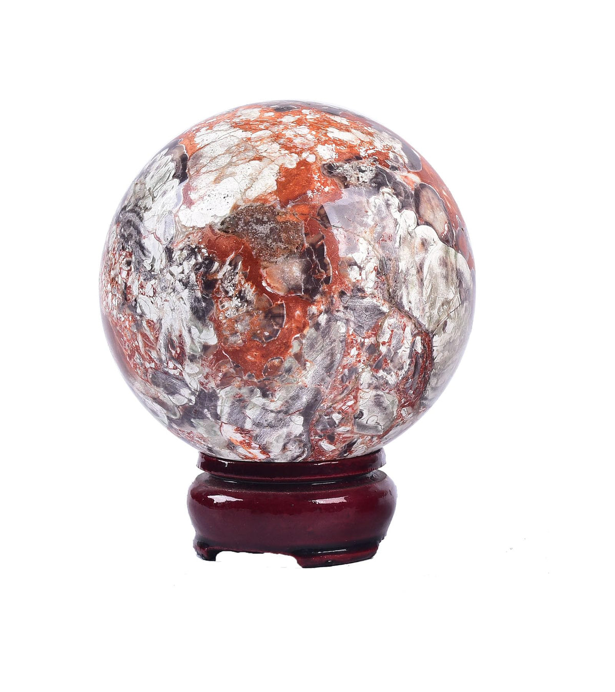 Crystal Sphere Money Agate Decorative Ball for Living Room Decor (Money Agate - Red / 2.8-3.2 IN)