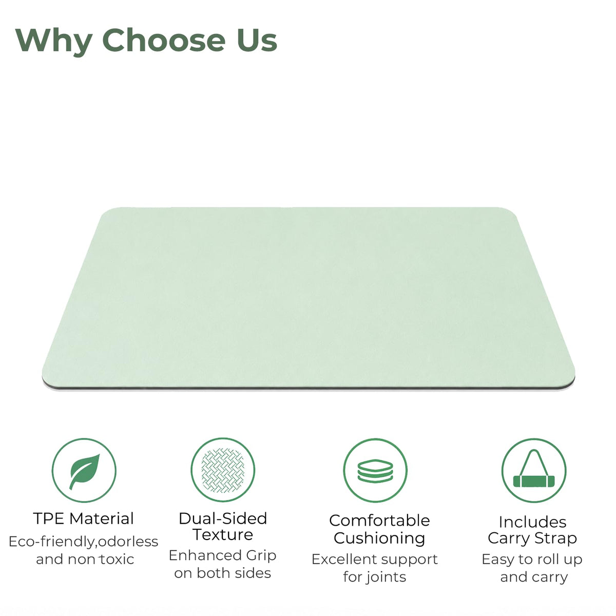 TPE Yoga Mat 72"x35" (Green Grey / 72*35*0.4inch)