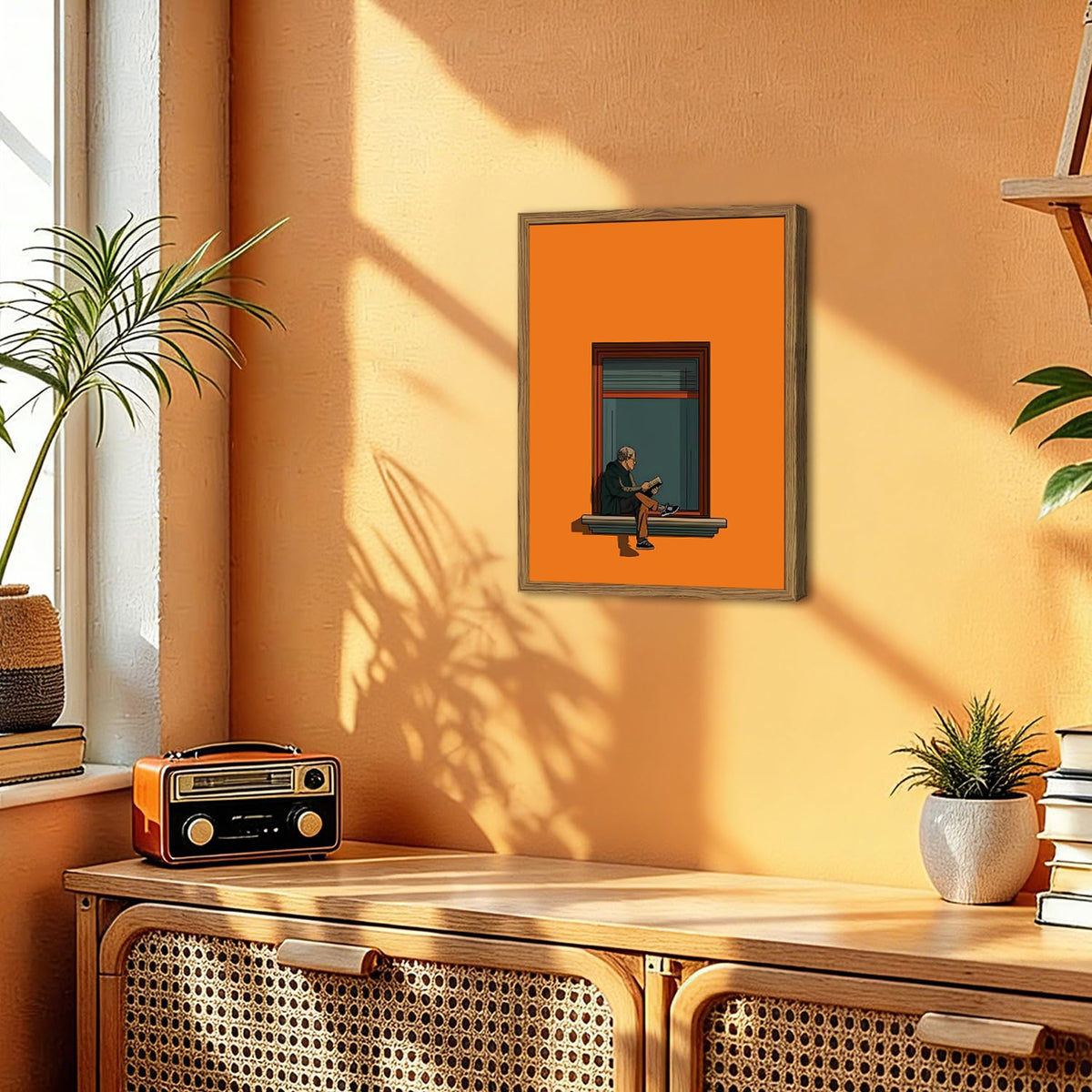 Framed Minimalist Orange Canvas Wall Art (Minimalist Orange / 16"L x 12"W)
