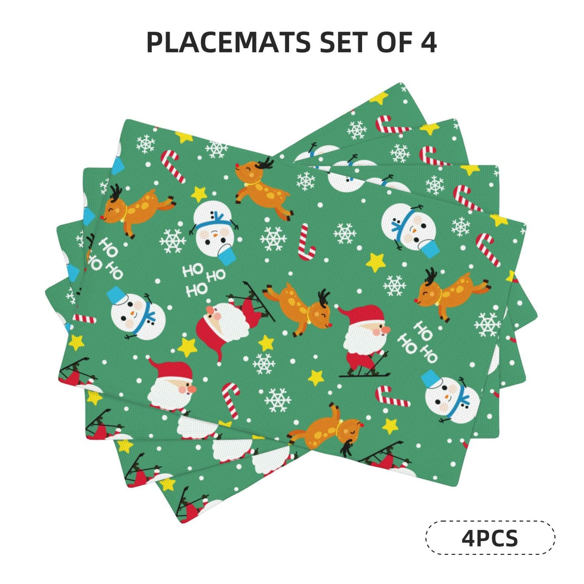 Placemats Christmas Place Mat Set of 4 Pieces Heat (4PCS / Merry Christmas)
