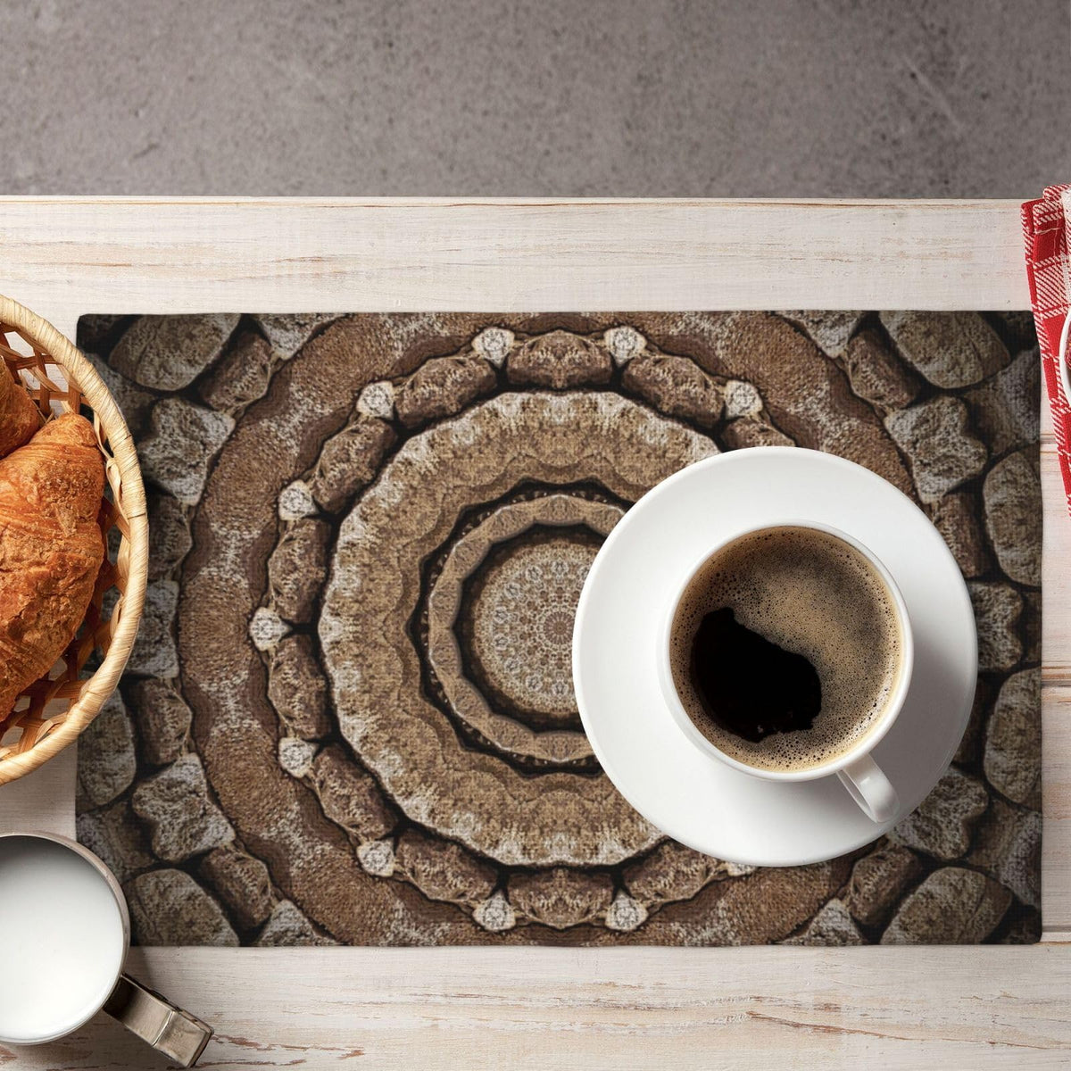 Placemats Mandala Stone Texture Place Mat Set of 4 Pieces Heat (4PCS / Mandala Stone Texture)