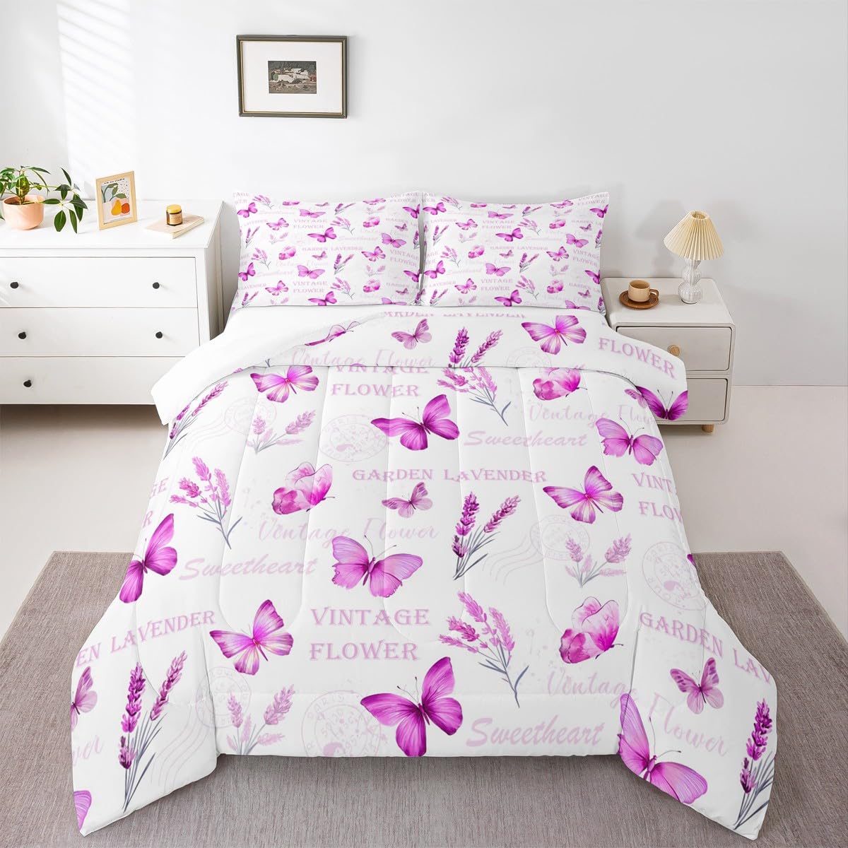Girls Butterfly Kids Comforter Set King Size for Kids Boys Girls (Multi 819 / King)
