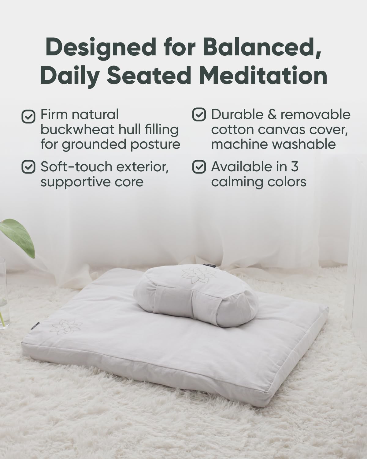 Mindful & Modern Large Meditation Cushion (Crescent - White)