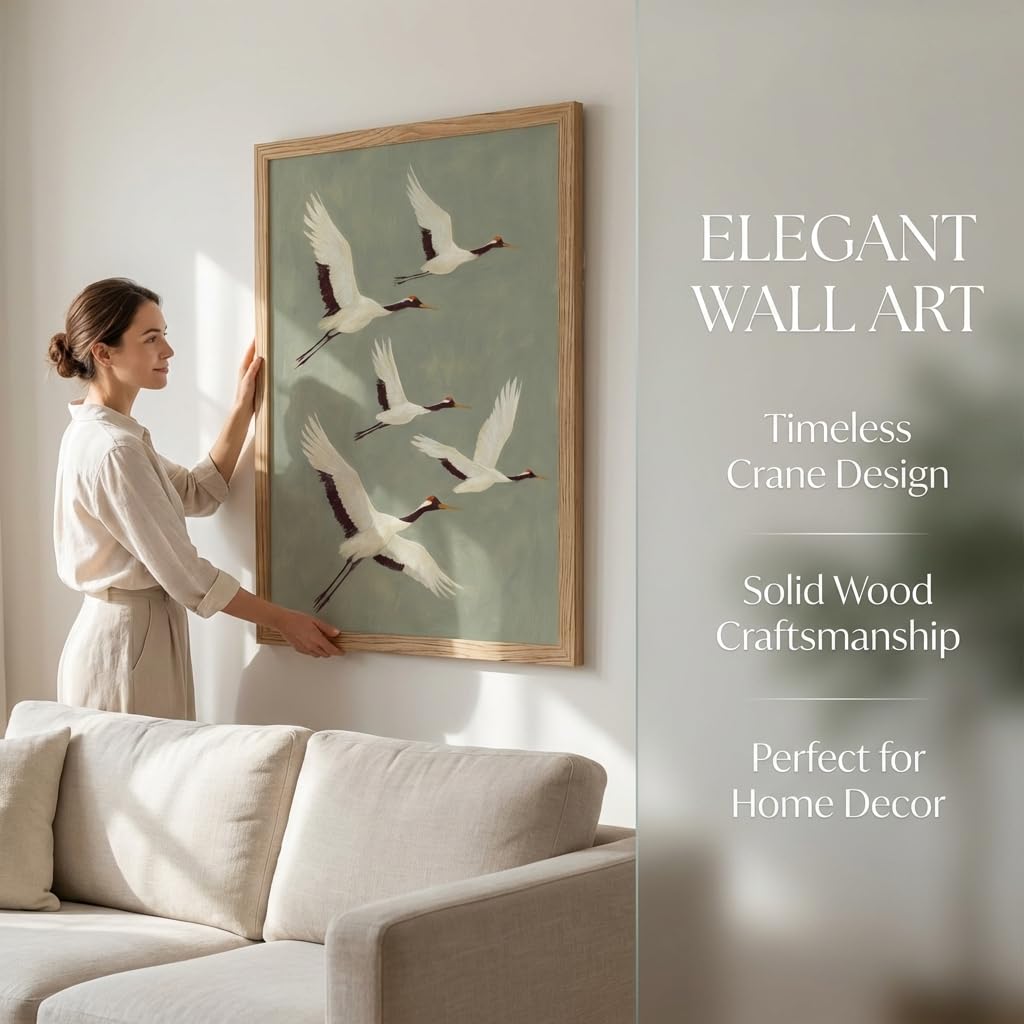 Framed Crane Bird Wall Art (Crowned Crane / 12"L x 16"W)