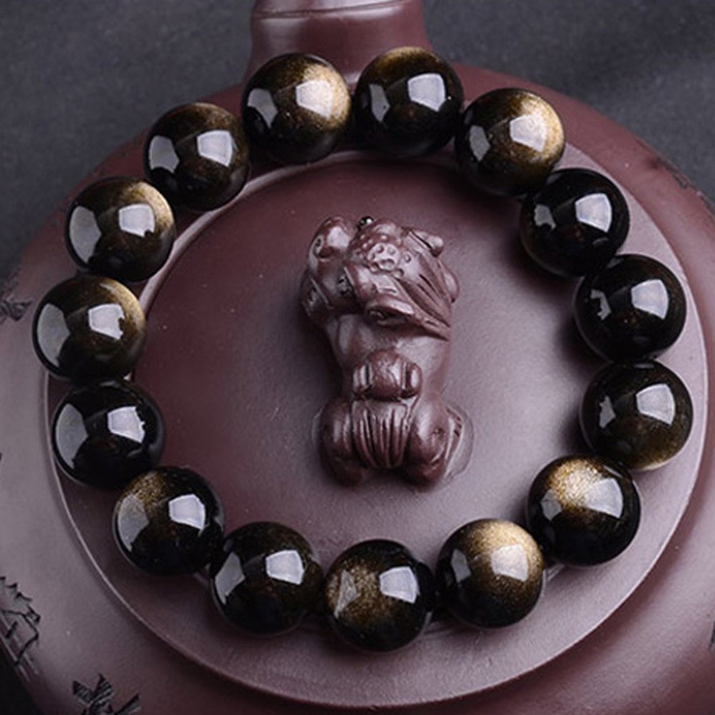 Tibetan Mala Bead Obsidian Beads Bracelet (Beads Diameter 08MM)
