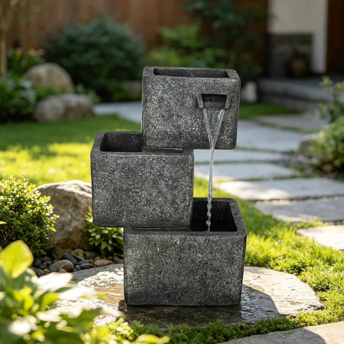 3 Tier Square Outdoor Water Fountain