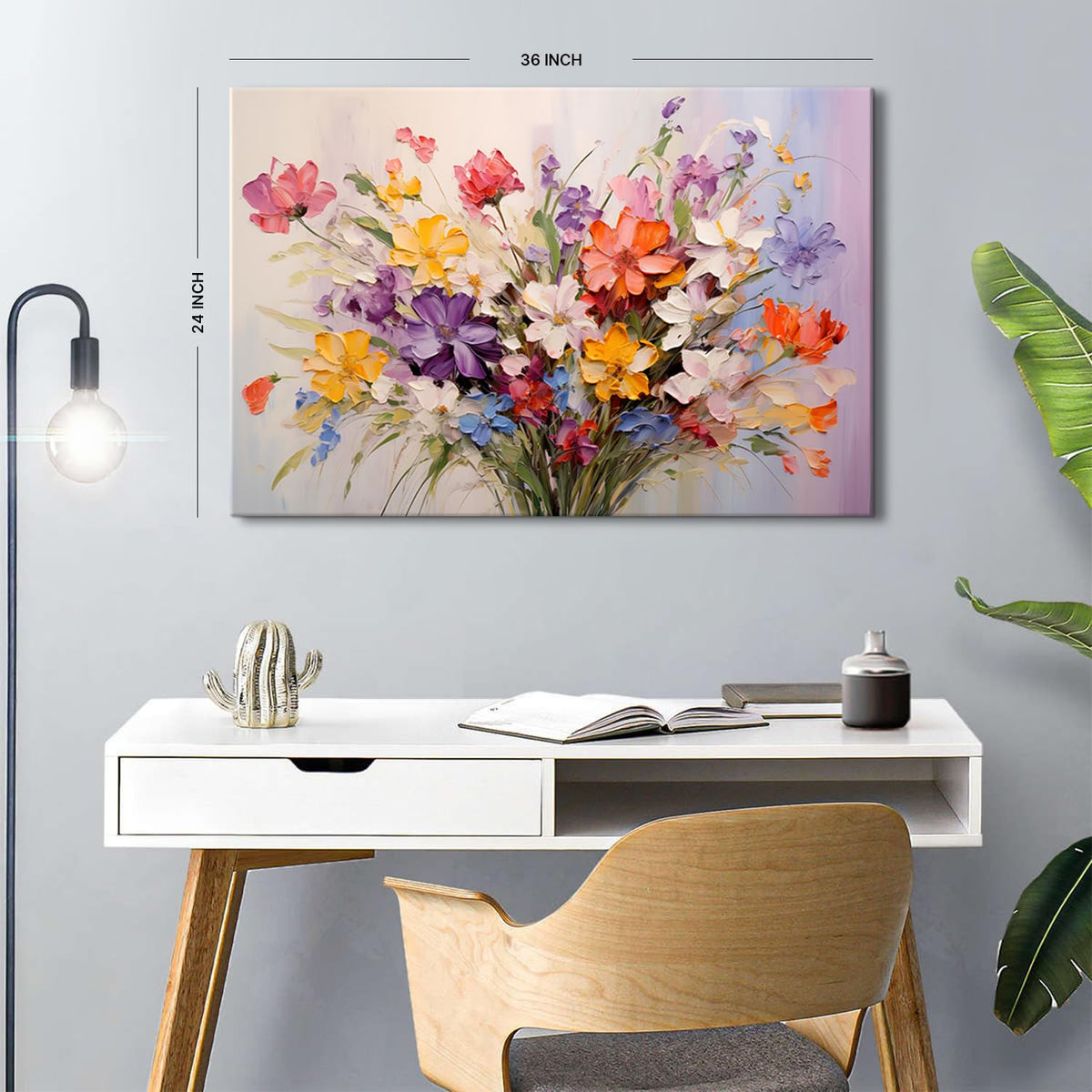 Colorful Daisy Poppy Wall Art Flower Picture Bedroom Wall Decor Wildflower Painting for Living Room Canvas Print Floral Bouquet Nature Poster Modern Artwork Bathroom Kitchen Home Decorations 24x36” (36"L x 24"W / Flower)