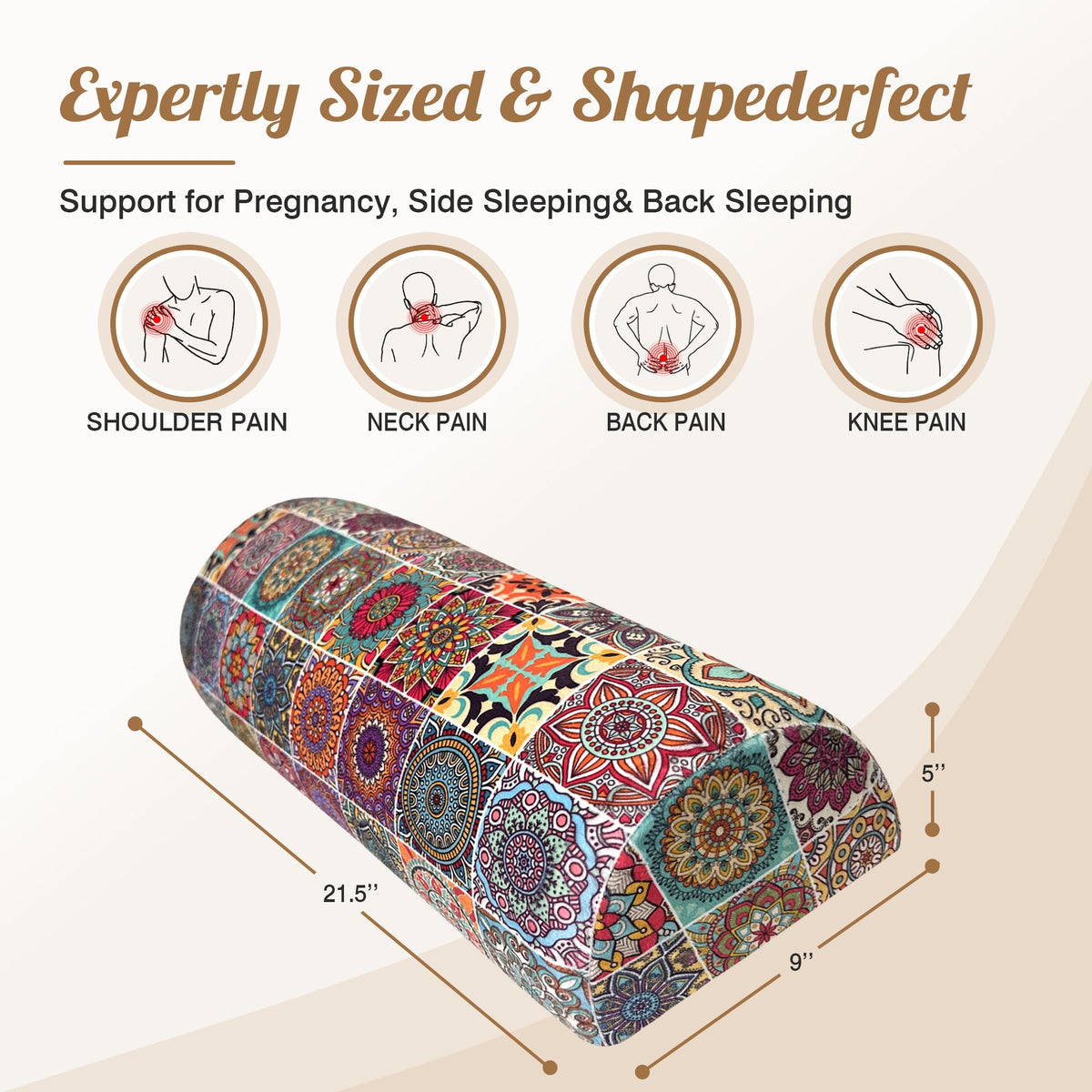 Knee Pillow for Back Sleeping (Beige)