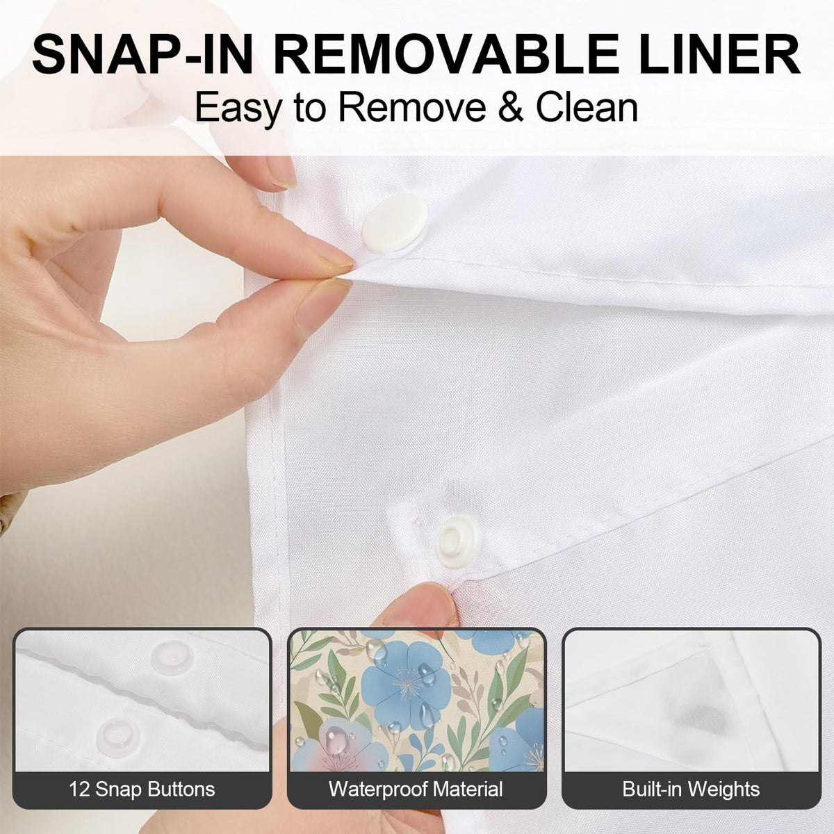 No Hook Shower Curtain and Liner Set (Blue Yellow)