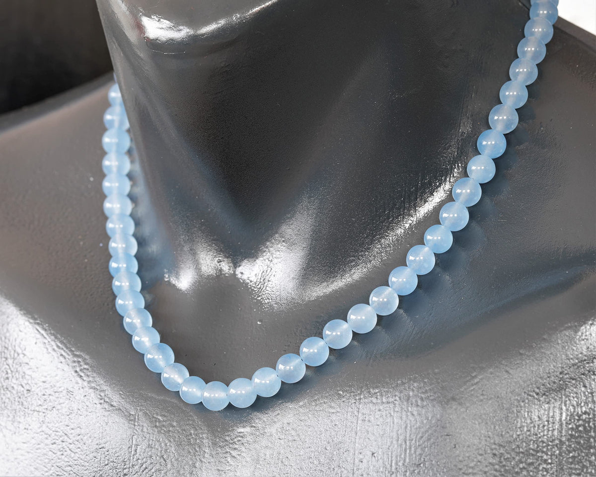 Natural Angelite Beaded Choker Necklace (Angelite / 18 Inches)