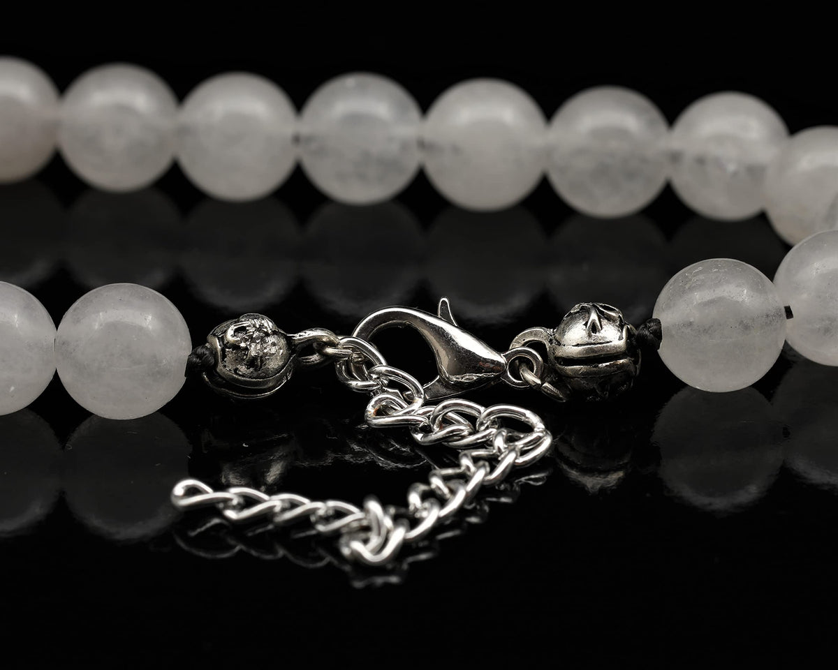 Natural Selenite Beaded Choker Necklace (Selenite / 28 Inches)