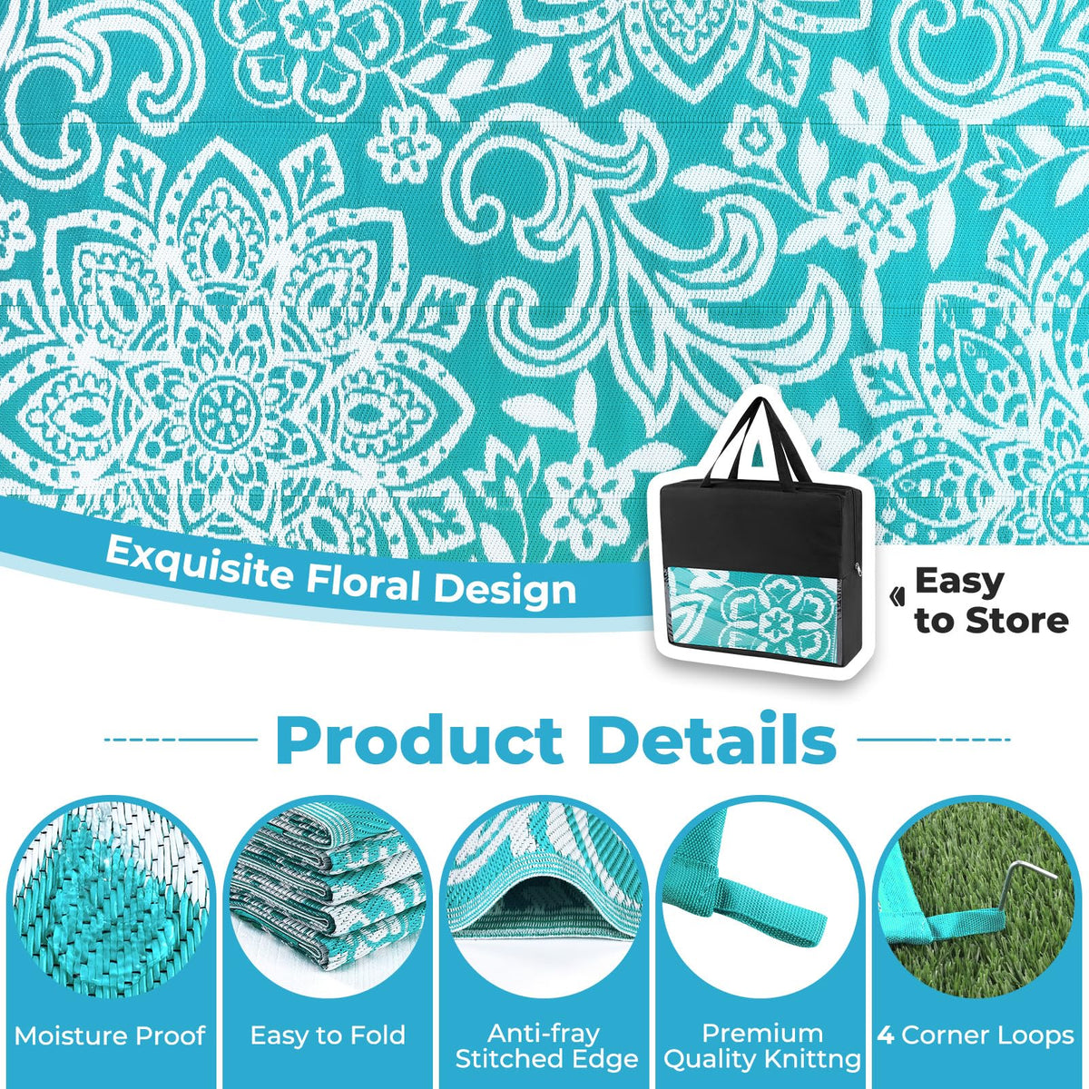 Waterproof Outdoor Rug 9' x 12' (Blue / 9' x 12')