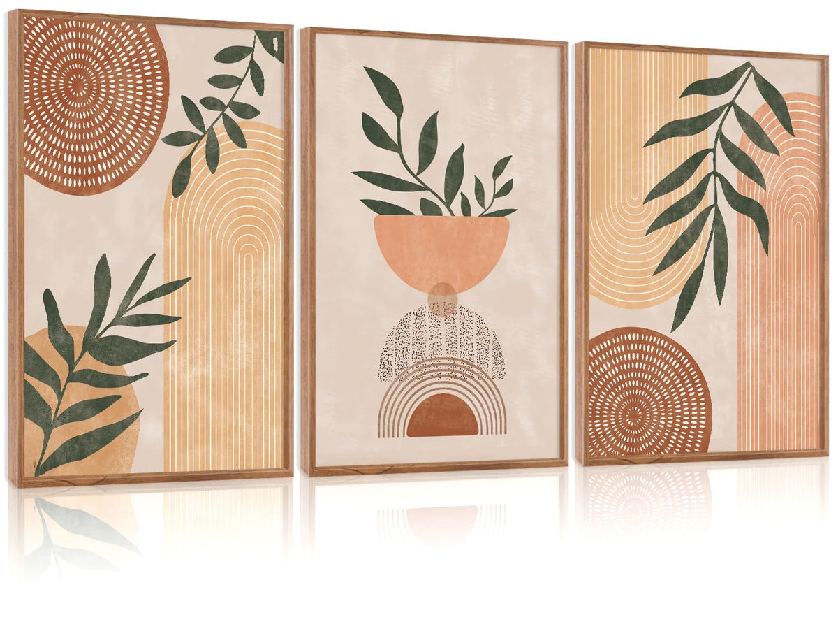 Framed Boho Wall Art Set of 3 (Botanical / 16"L x 24"W)