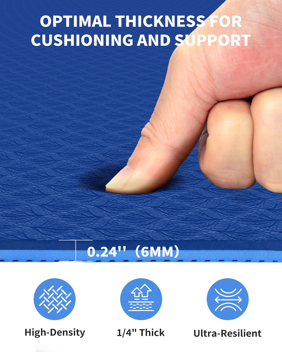 Large Yoga Mat (BLUE / 6mm)