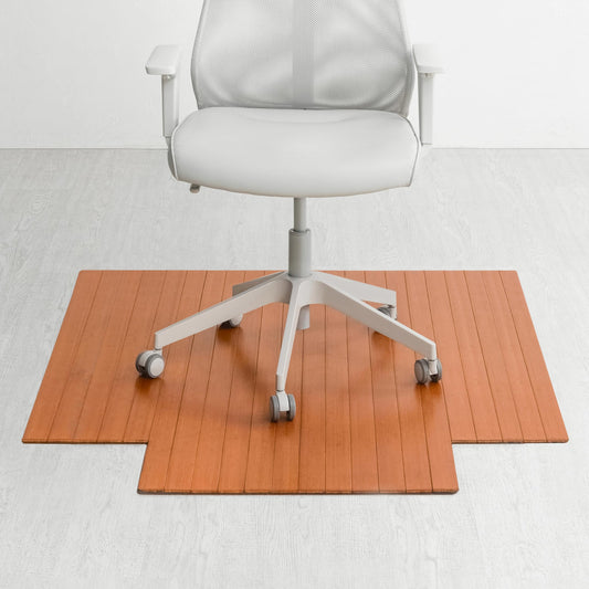 52" x 44" Bamboo Office Chair Mat for Carpet & Hardwood Floor (Walnut / 52" x 44" / With Lip)