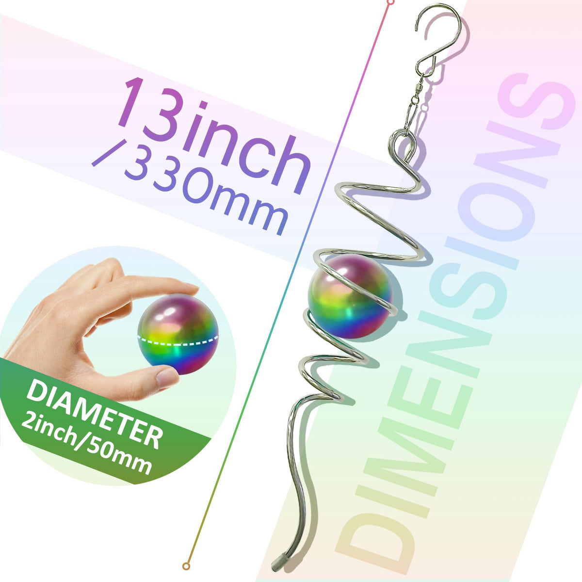 Gazing Ball Spiral Tail (006-rainbow)