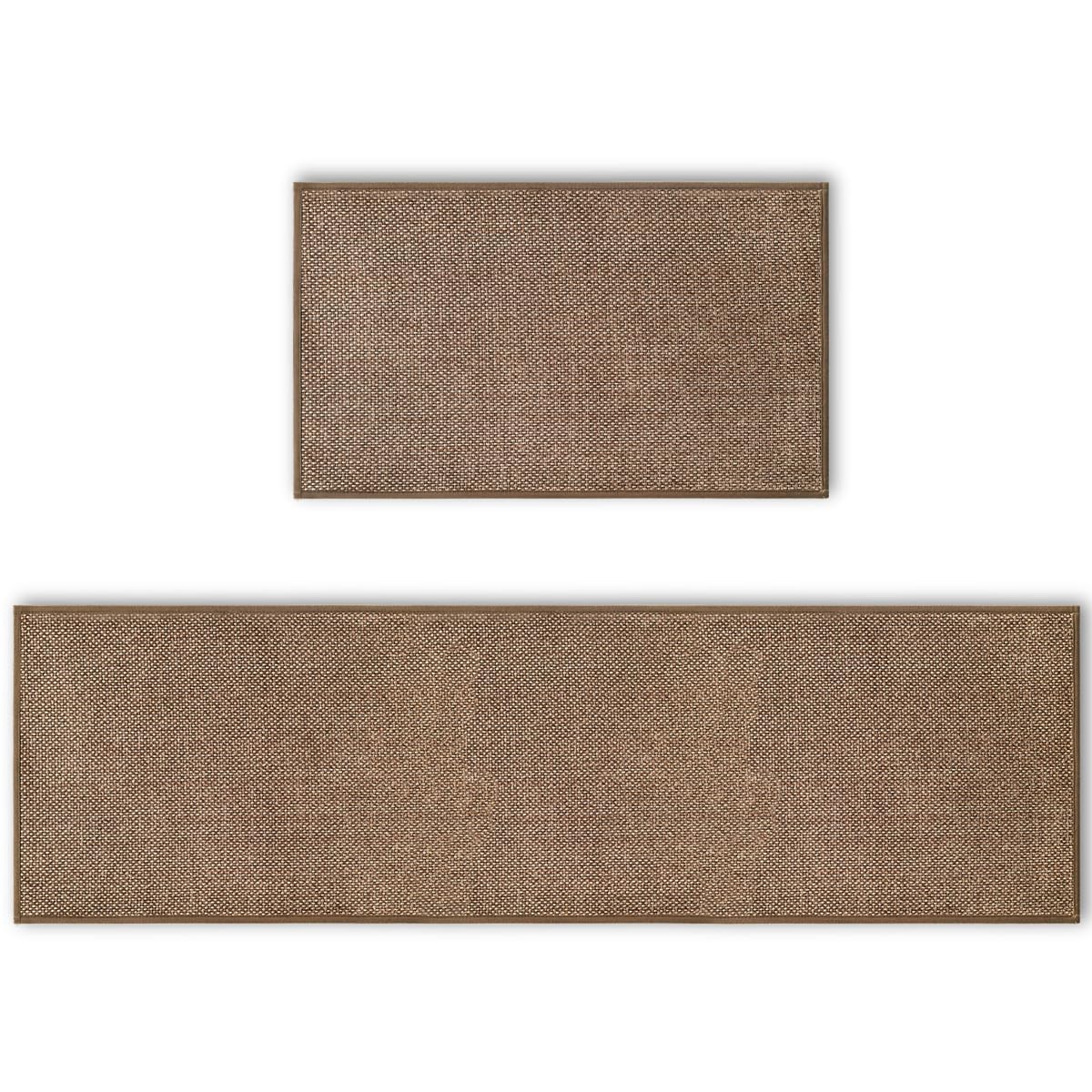 Washable Kitchen Rugs and Mats Set of 2 (17" x 29" /17" x 60" / Coffee)