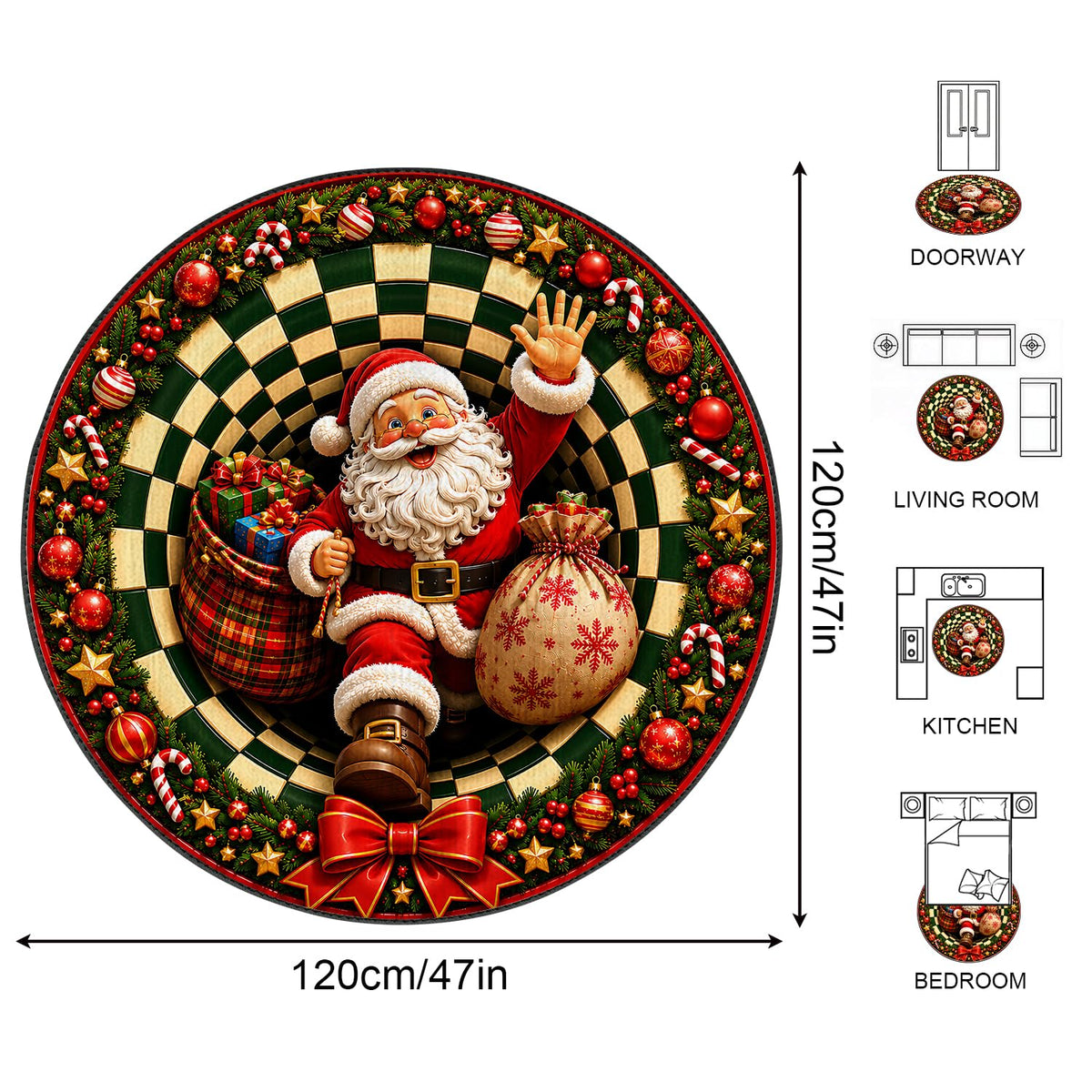 Christmas Round Rug 4ft (120 / 4' (Round))